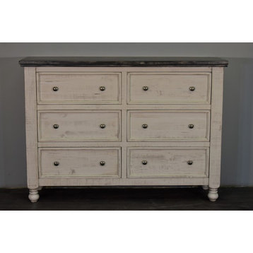 Stonegate Rustis Solid Wood 6 Drawer Dresser, White