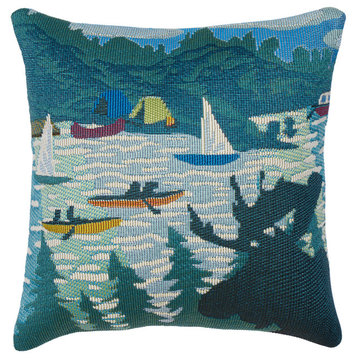 Marina Lake Life Indoor/Outdoor Pillow Blue 18"x18"