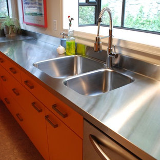 75 Beautiful Kitchen With Orange Cabinets And Stainless Steel