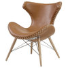 Ceylon Accent Chair, Antique Caramel With Wooden Legs
