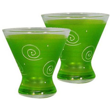 Frosted Curl Light Green Cosmopolitan Glasses, Set of 2