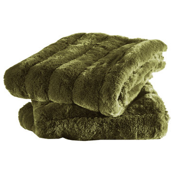 Super Mink Throw Pillow Covers Set of 2, Olive, 26''x26''