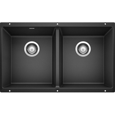 Blanco 18.12"x29.8" Granite Double Undermount Kitchen Sink, Anthracite