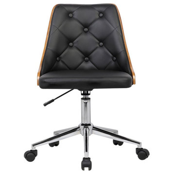 Armen Living Diamond Modern Faux Leather Office Chair in Black