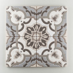Handpainted: The Mediterranean Collection, Liva C in Neutral Motif - Wall & Floor Tiles