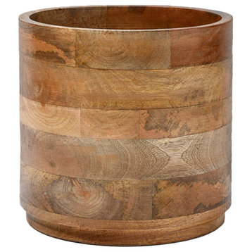Mango Wood Cachepot for Indoor Potted Flowers & Plants, Large