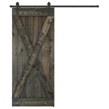 Solid Wood Barn Door, Made in USA, Hardware Kit, DIY, Ebony, 36x84"