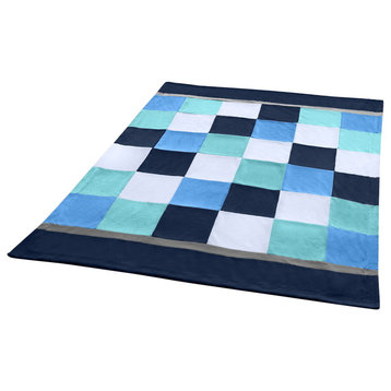 Plaids - Coral Sea Soft Coral Fleece Patchwork Throw Blanket (59"-78.7")
