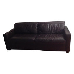 West Elm Coffee Color Leather Couch - Sofas