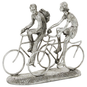 Silver Polystone Contemporary Bicycle Sculpture 561387