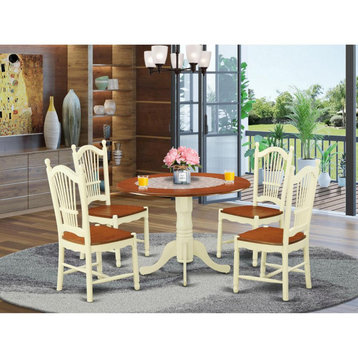 5-Piece Kitchen Nook Dining Set, Dinette Table and 4 Chairs, Buttermilk, Cherry