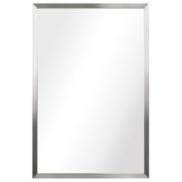 Contempo Stainless Steel Gold Wall Mirror, Brushed Silver, 24"x36"