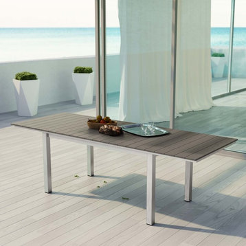 Modern Contemporary Urban Design Outdoor Patio Dining Table, Gray Gray, Aluminum