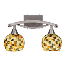 Bow 2 Light Bath Bar, 6" Sea Mist Seashell Glass