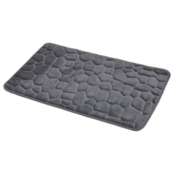 Bathroom Rug Memory Foam Mat 3D Pebble , Dark Grey, 32" X 20"