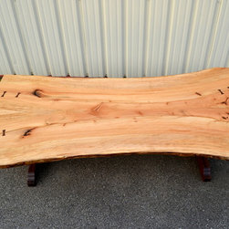 Live Edge Sycamore Dining Table with Trestle Base - Dining Tables