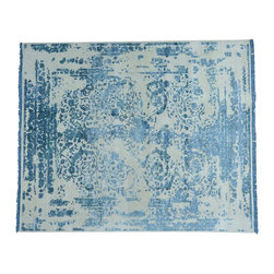 WOOL AND SILK BROKEN DESIGN HAND-KNOTTED ORIENTAL RUG - Area Rugs