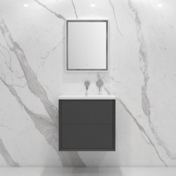 Volini Vanity Unit with Stone Basin (Matte Anthracite 600mm) - Bathroom Vanity Units & Sink Cabinets