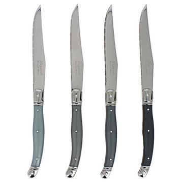 French Home Set of 4 Laguiole Steak Knives, Shades of Grey