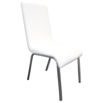 Best Master Bailee Modern Faux Leather Dining Side Chair in White (Set of 4)