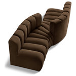 Meridian Furniture - Arc Velvet Upholstered 4-Pc. Facing Modular Sectional, Brown - Give your living room or den the perfect blend of style and versatility with this Arc velvet fabric curved modular Sectional. Part of the Arc modular furniture collection, this Sectional comes upholstered in rich brown velvet fabric and features deep channel tufting that adds a touch of luxury while enhancing comfort and support. A seamless combination of form and function, this chair can be used with other Arc pieces to create a myriad of configurations in your well-curated room.