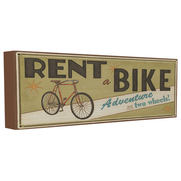 "Khaki Rent A Bike Store Sign" Stretched Canvas Wall Art