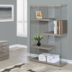 Vegas Wide Open Concept Bookcases | Taupe Reclaimed-Look | modGSI - Bookcases