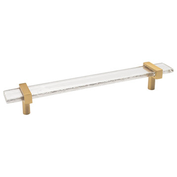 Sietto Adjustable 9" Clear Glass Bar Pull With Satin Brass Base