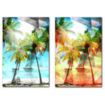 Ready2HangArt - "Modern Paradise" Canvas Wall Art, 2-Piece Set - This abstract paradise canvas set was inspired by the Caribbean Island of Tortola; full of depth and light. It is fully finished, arriving ready to hang at your home or office.