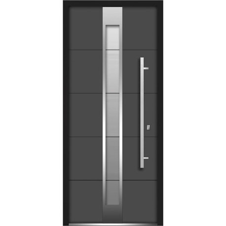 Exterior Prehung Frosted Glass Door  / Deux 1717 Gray Graphite, Left in