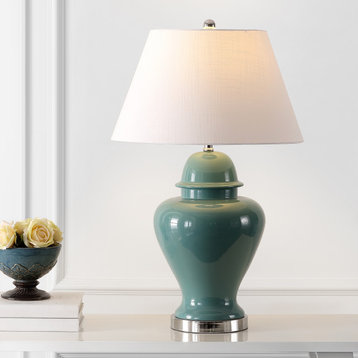 Sagwa Ceramic/Iron Modern Classic LED Table Lamp, Teal