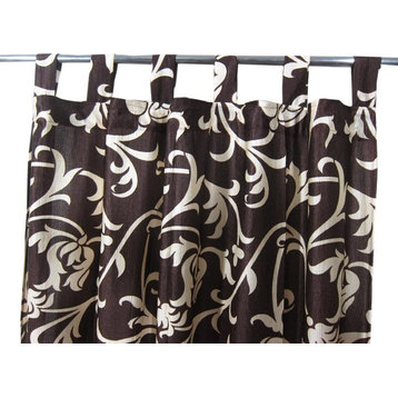 Sari Curtains Designer Printed Tab Top Saree Drapes Window Panels- Pair, 48"x108