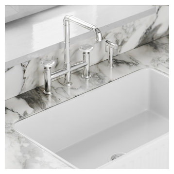 Avallon Pro Widespread Kitchen Faucet With Side Sprayer, Chrome