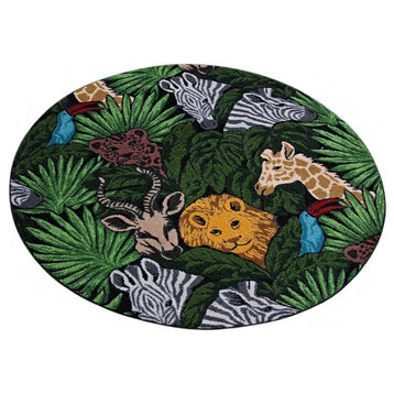 Area Rug Hide-N-Seek Safari, Nylon Stainmaster Carpet, Safari Multi, 6'x9' Oval