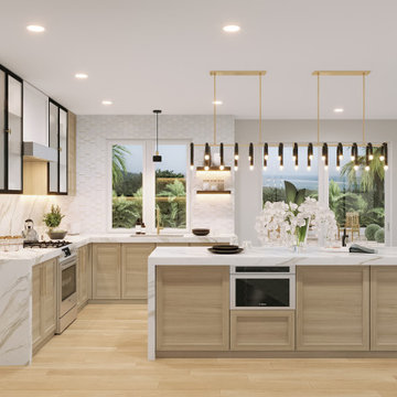 Black and White Kitchen and Living Room
