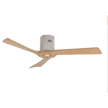 52" Solid Wood Led Ceiling Fan, White, Dark Wood Blades, Without Lamp