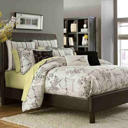 AICO Furniture - Madison White Cloud/Black Floral 10-pc King Bedding Set - MABCS - Bedroom Products