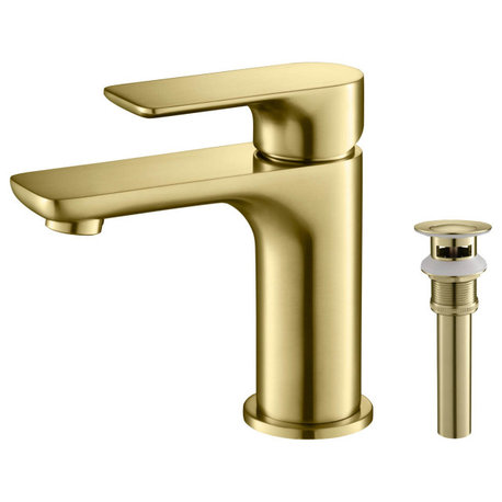 Tender Single Handle Bathroom Sink Faucet, Brushed Gold