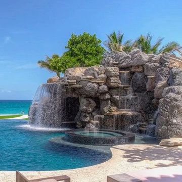 Large Pool Rock Waterfall
