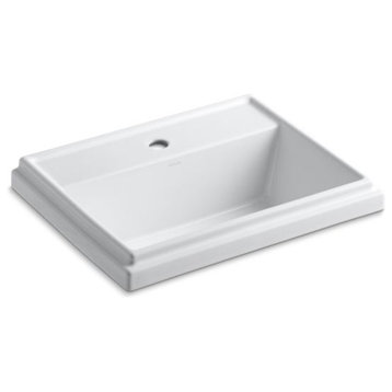 Kohler Tresham Rectangular Drop-In Bathroom Sink with Single Faucet Hole, White