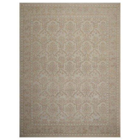 9'3''x12'4'' Hand Knotted Wool Trendy Designer Oriental Rug Gray Color