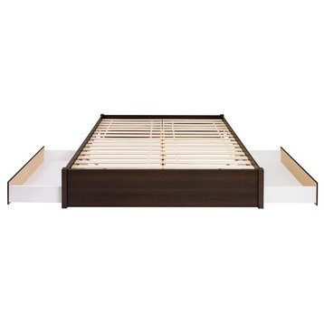 Prepac Select King 4-Post Platform Bed with 2 Drawers in Espresso