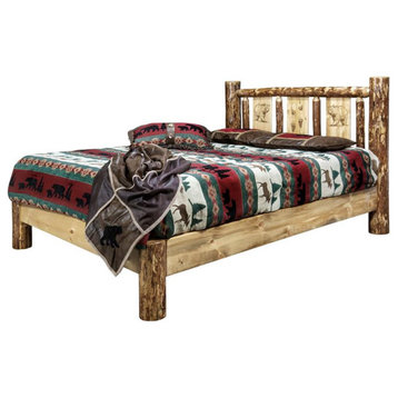Montana Woodworks Glacier Country Handcrafted Wood King Platform Bed in Brown