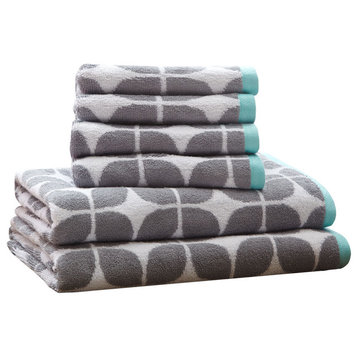 Intelligent Design Lita Cotton Jacquard Bath Towel 6 Piece Set, Grey