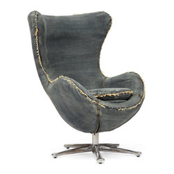 Collins Blue Denim Egg Arm Chair - Armchairs And Accent Chairs
