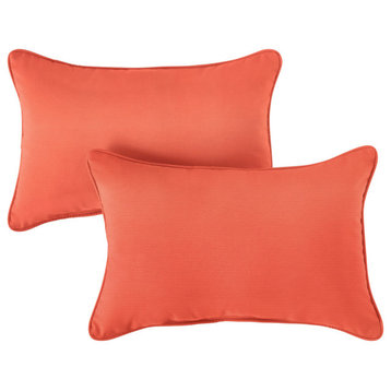 Coral Outdoor Corded Lumbar Pillows, 16x26, Set of 2