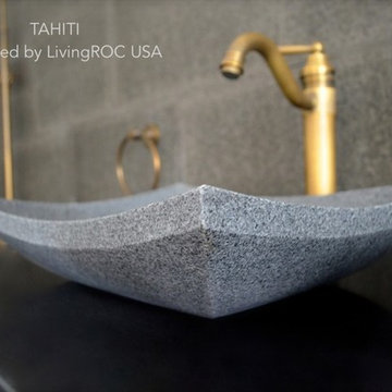 18'' GRAY GRANITE STONE CONTEMPORARY  BATHROOM VESSEL SINK-TAHITI
