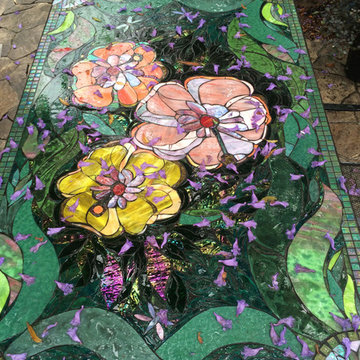 Stained glass table for sale. Suitable for outdoor covered space such as a gazeb