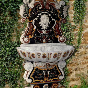 baroque wall fountain with inlays in marble and precious stones