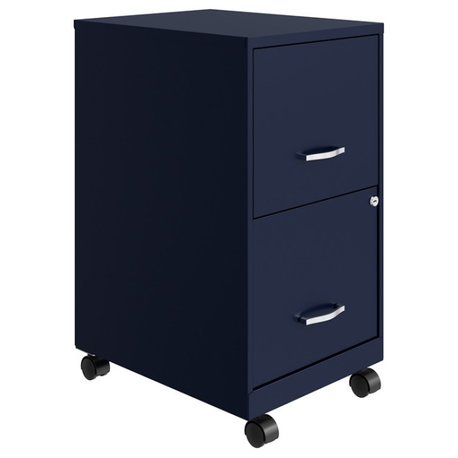 Space Solutions 18in 2 Drawer Metal Mobile Smart Vertical File Cabinet Navy